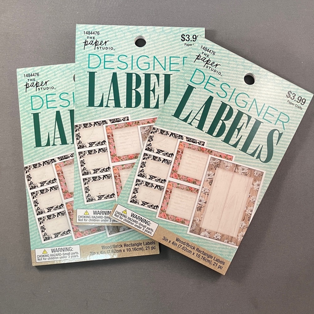The Paper Studio Designer Labels - Wood/Brick Rectangle Labels 3-pk